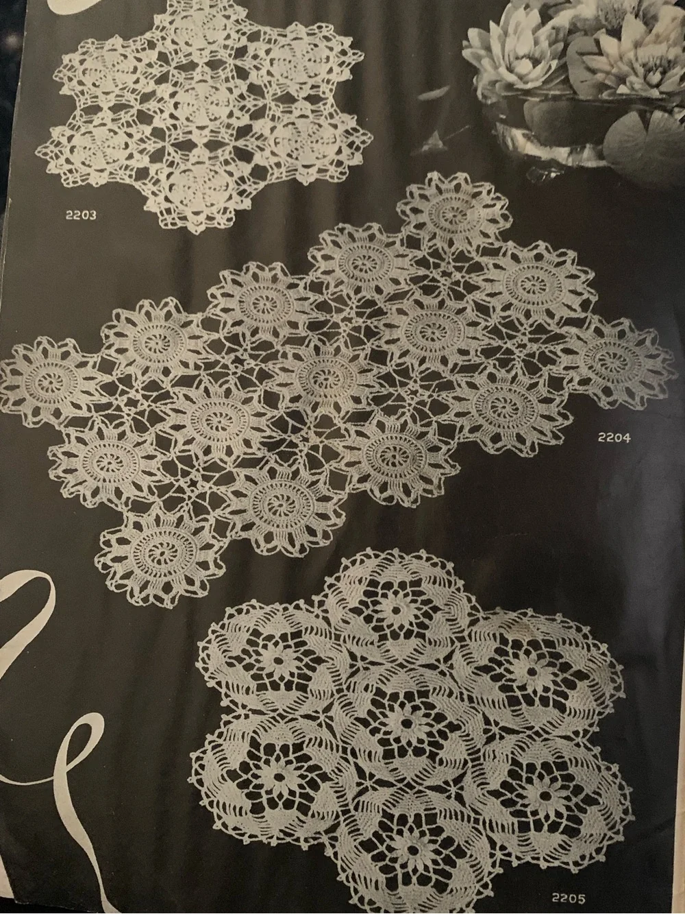 Lot of 3 Vintage Crochet Doilies & Flower Edgings Pattern Booklets